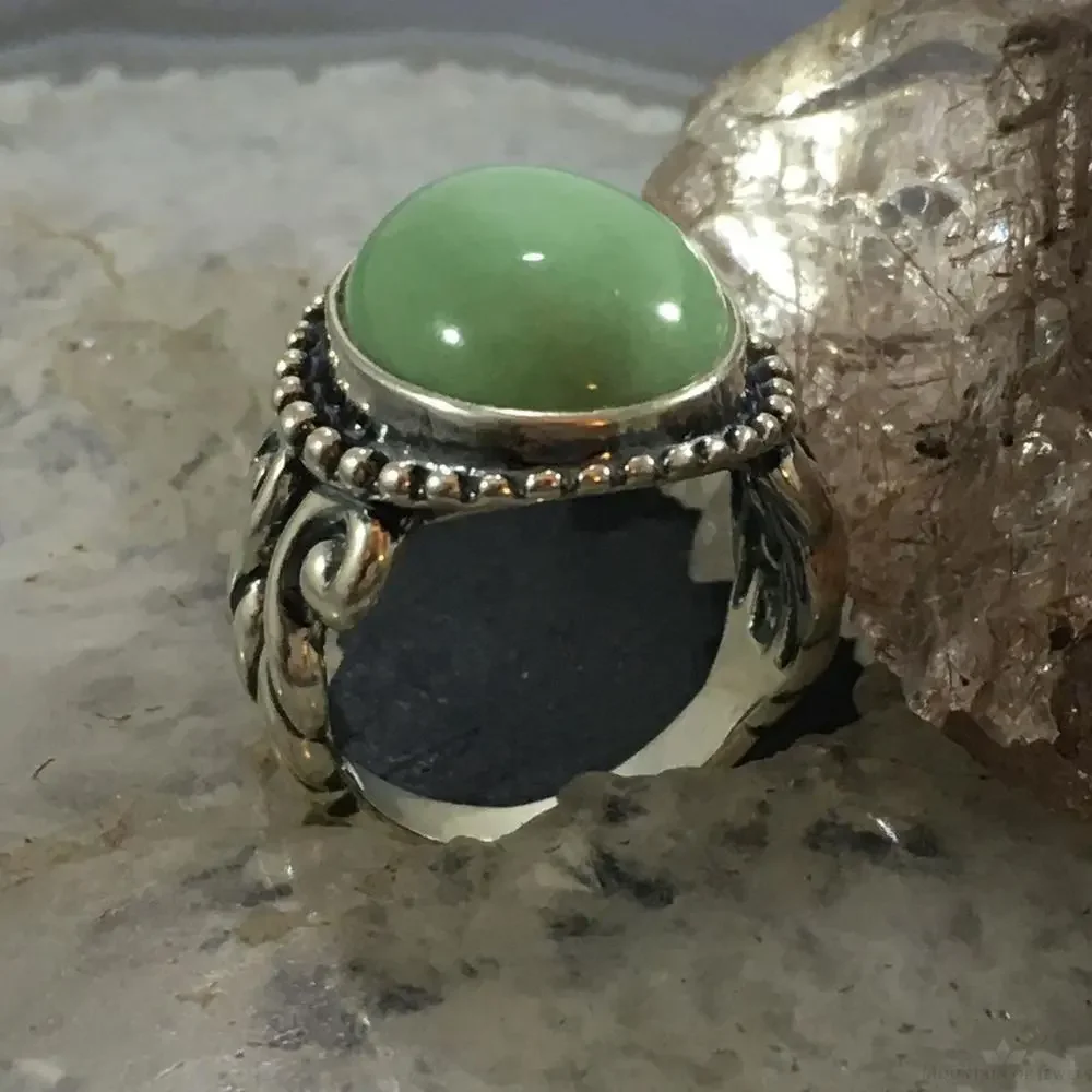 Carolyn Pollack Southwestern Style Sterling Silver Oval Variscite Decorated Ring